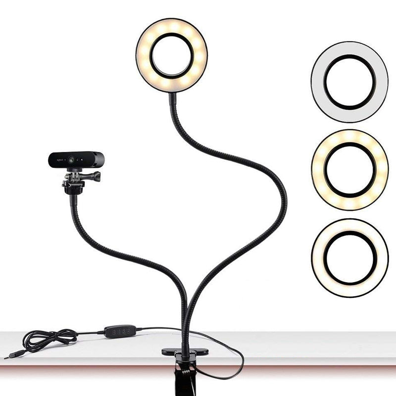 Flexible Clip-on Photography Selfie Ring Light with Adjustable Brightness