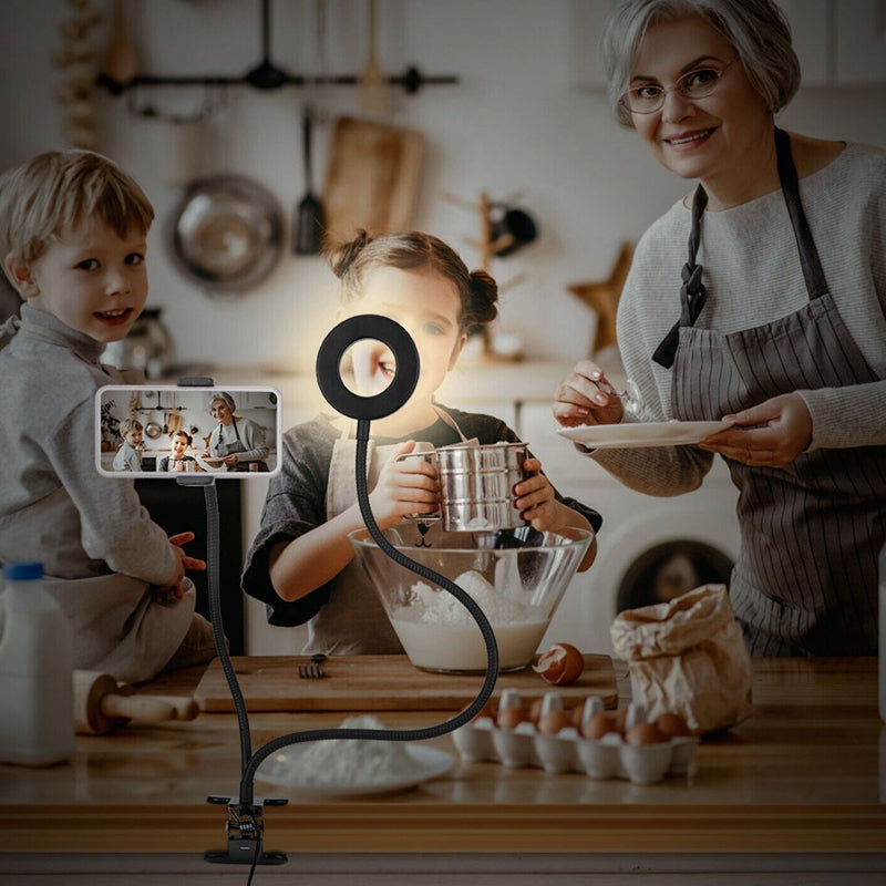 Flexible Clip-on Photography Selfie Ring Light with Adjustable Brightness