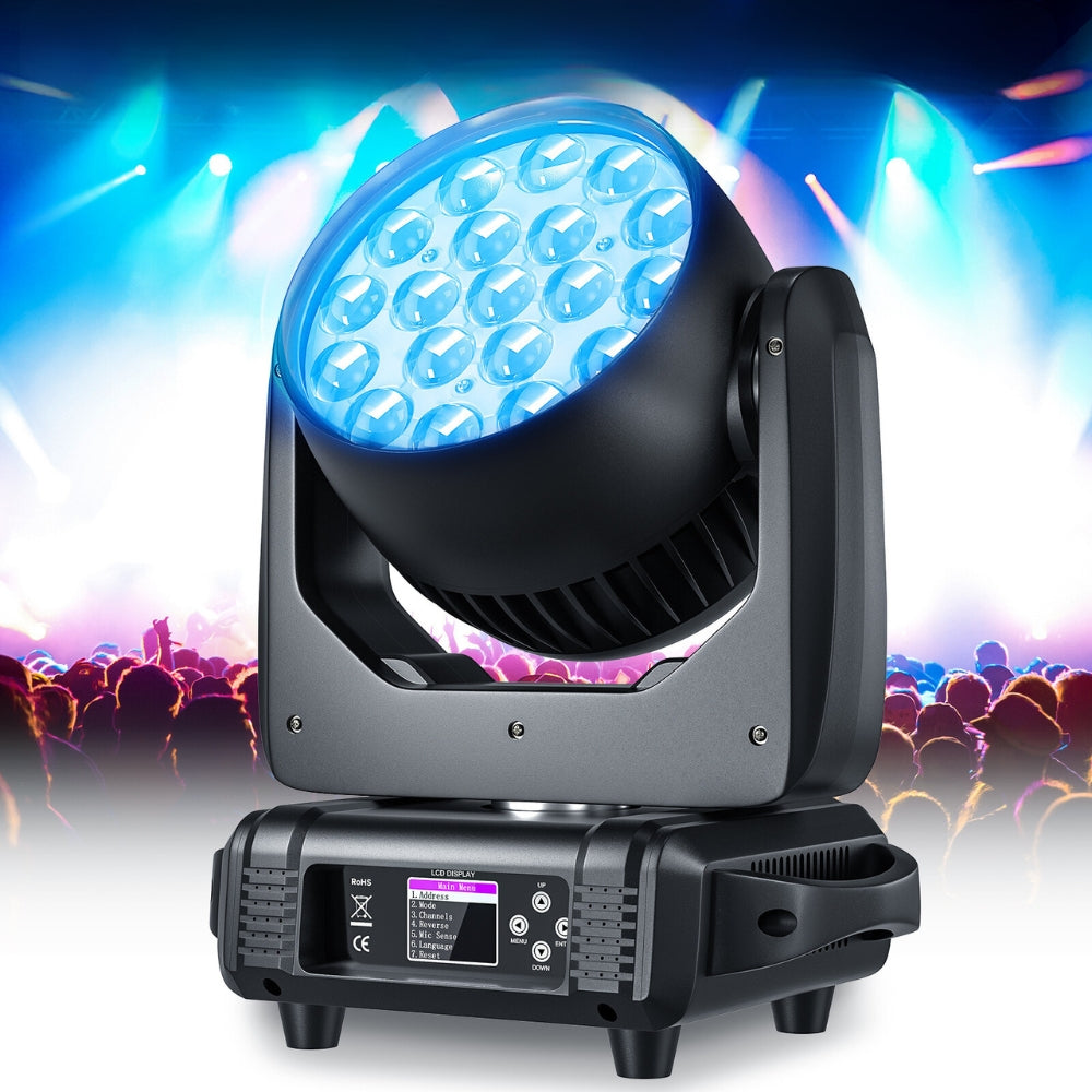 DMX 19x15W RGBW 4in1 LED Wash Zoom Moving Head Beam Light DJ Party Stage Light