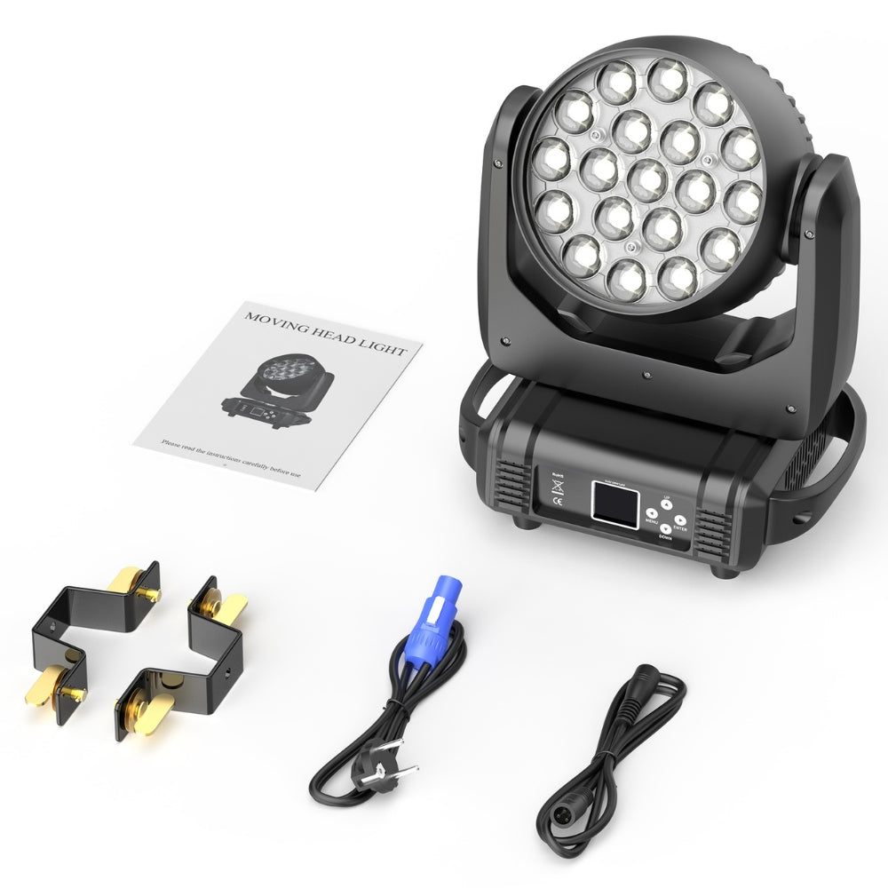 DMX 19x15W RGBW 4in1 LED Wash Zoom Moving Head Beam Light DJ Party Stage Light