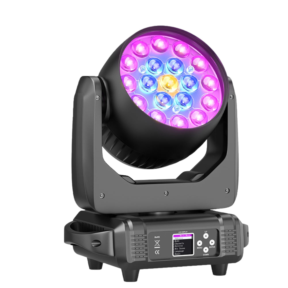 DMX 19x15W RGBW 4in1 LED Wash Zoom Moving Head Beam Light DJ Party Stage Light