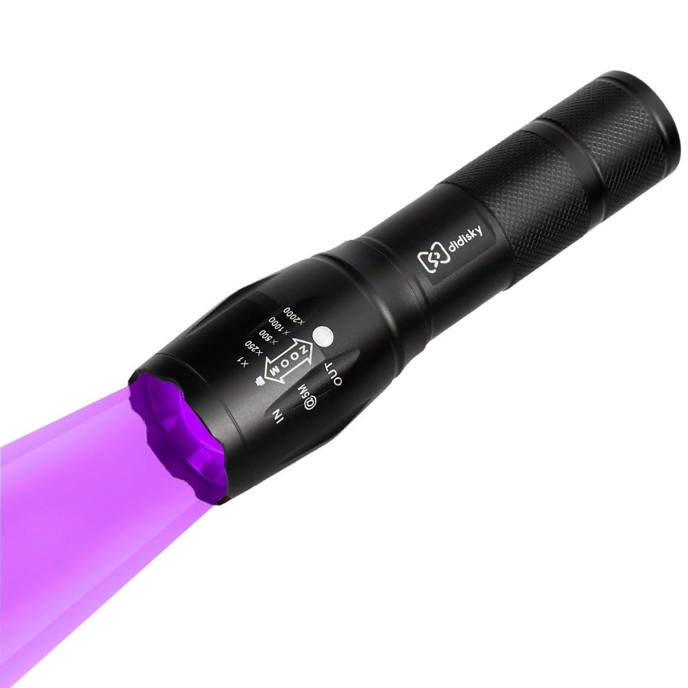2 Mode UV Ultra Violet Light & Flashlight Black light 395nm Inspection Torch Zoom