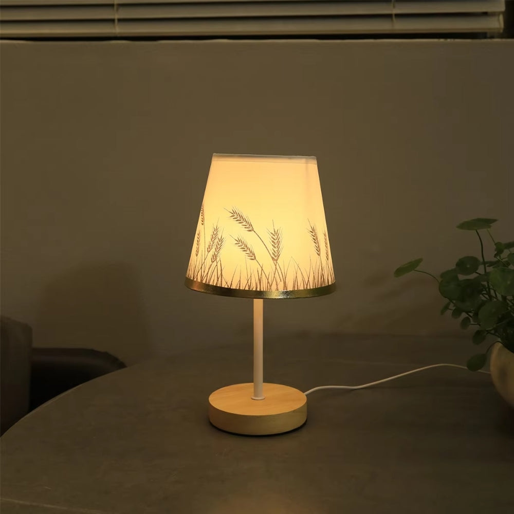 Solid Wood Cloth Nordic Decorative Table Bedroom Bedside Lamp