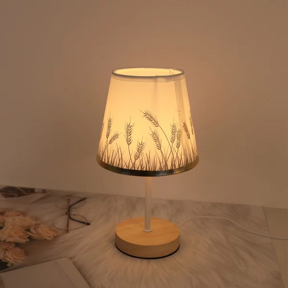 Solid Wood Cloth Nordic Decorative Table Bedroom Bedside Lamp