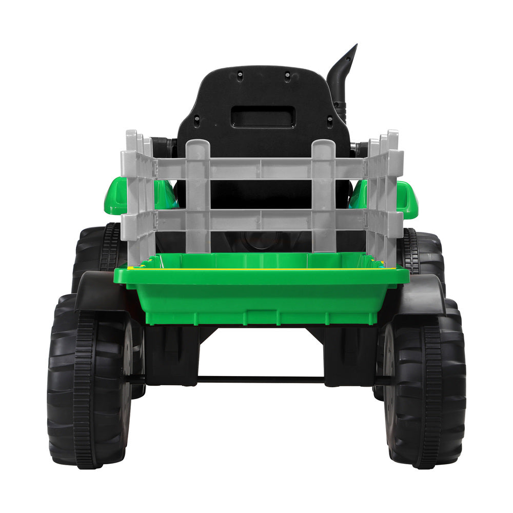 XL Kids Ride On Tractor 12V with Trailer and Remote Green