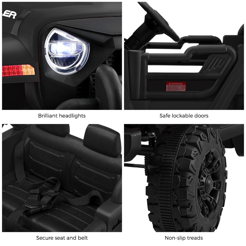 Black 12V Electric Kids Ride-On Jeep with Remote Control
