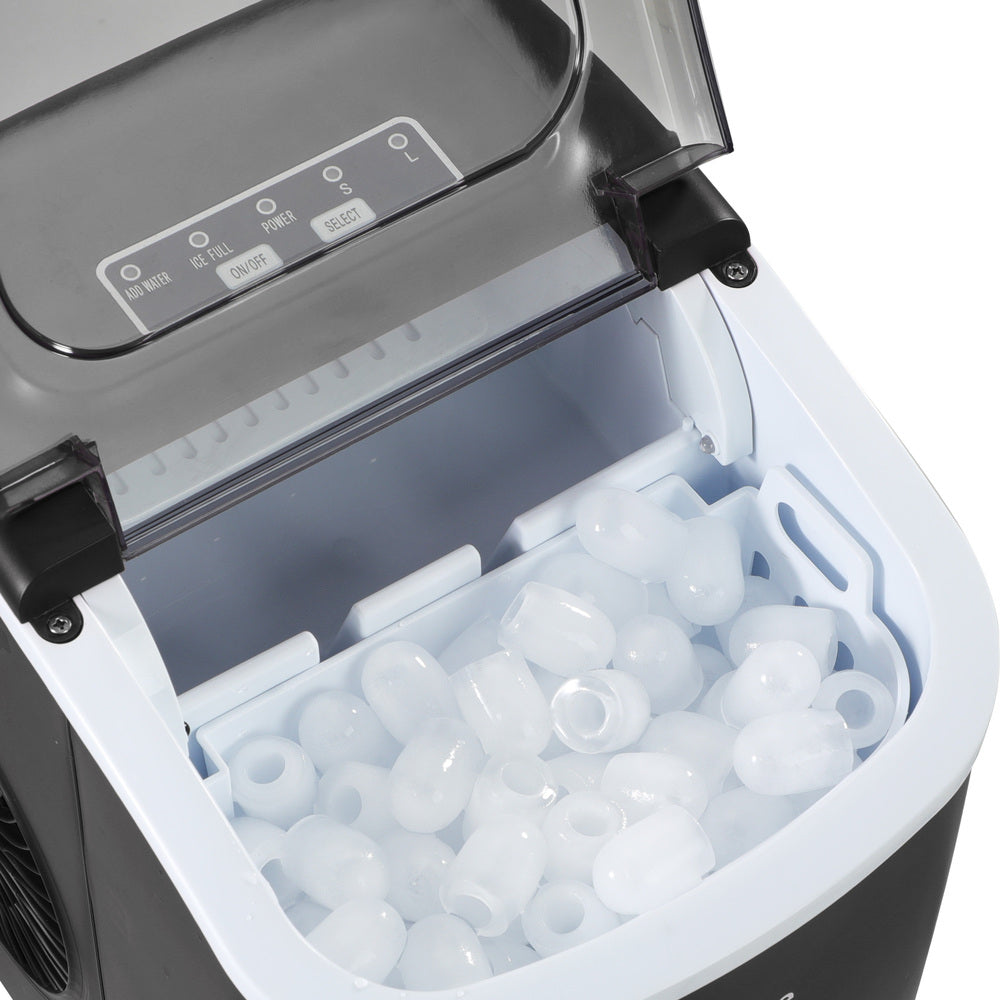 Black Portable Ice Maker Machine with Ice Cube Tray 12kg Capacity