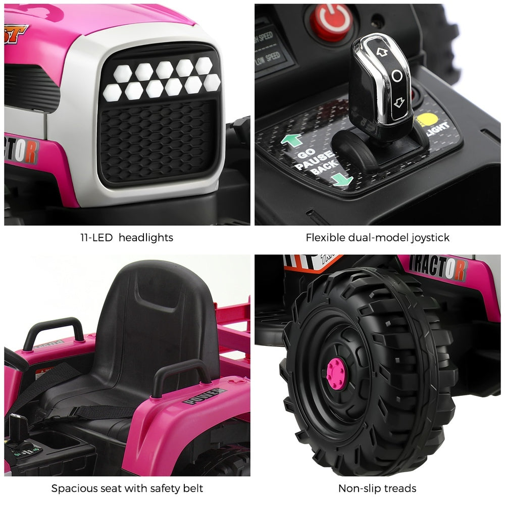 Pink Kids Ride On Tractor Car 12V with Remote Control Toy
