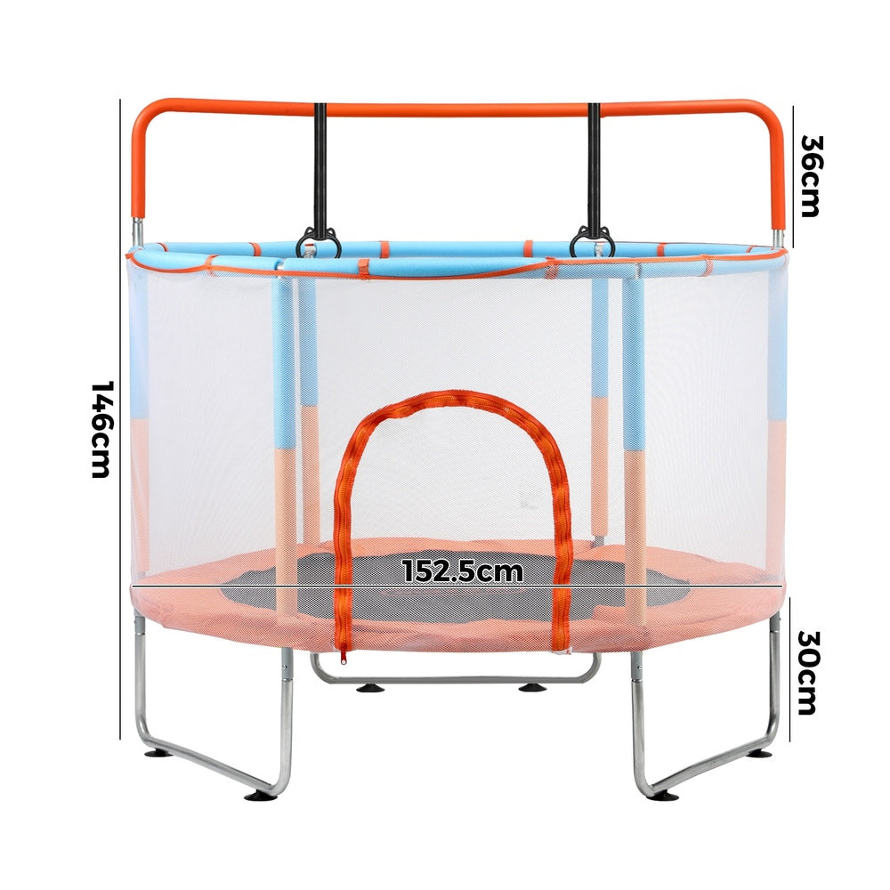 60 Inch Kids Trampoline with Safety Net Enclosure and Horizontal Bar