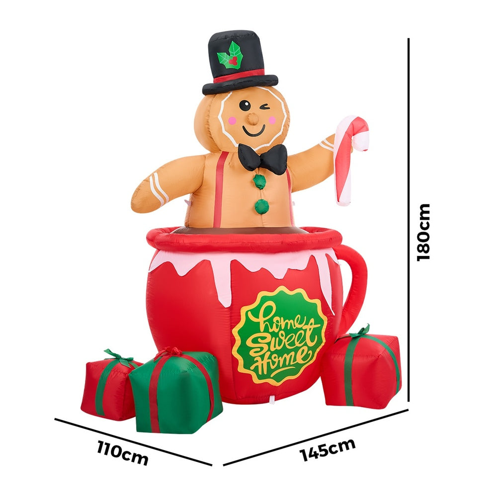Christmas Inflatable Gingerbread Man with LED Lights