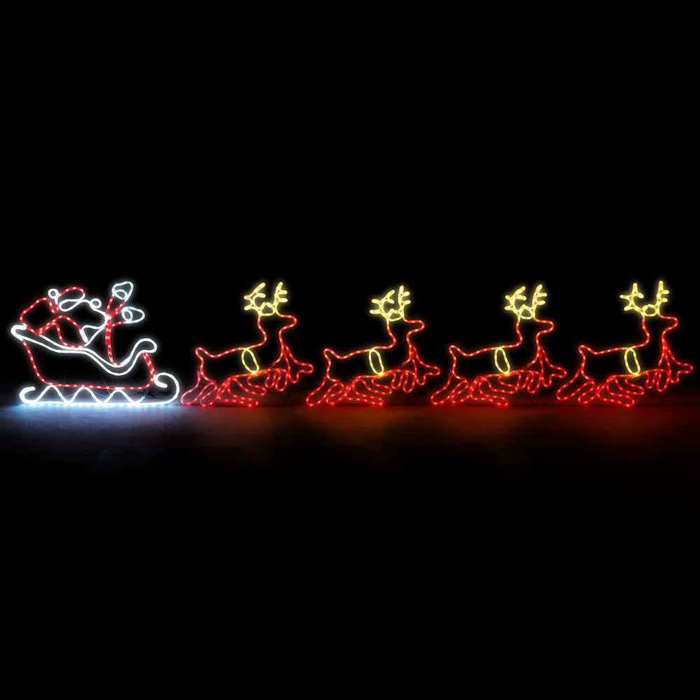 Christmas LED Motif Rope Lights Santa Riding Reindeer