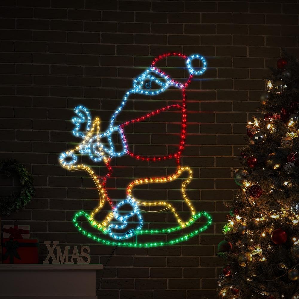 Christmas LED Motif Rope Lights Santa Claus Rocking Reindeer