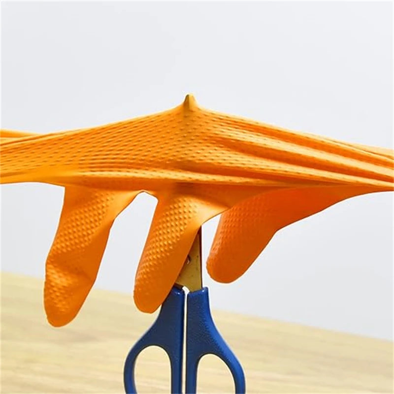 Heavy Duty Orange Disposable Nitrile Gloves